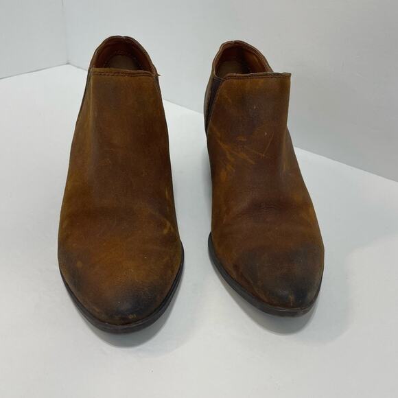 Franco Sarto Gemina Brown Leather Ankle Booties Women’s 8.5 Round Toe Fall Boots - Picture 7 of 11